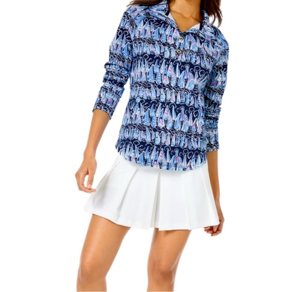 LILLY PULITZER Captain Sails & Stripes Quarter Zip Pull Over - Picture 1 of 7